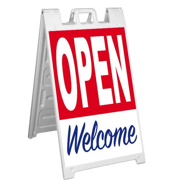 OPEN WELCOME Signicade A-Frame Sign Sidewalk Sandwich Pavement Sign