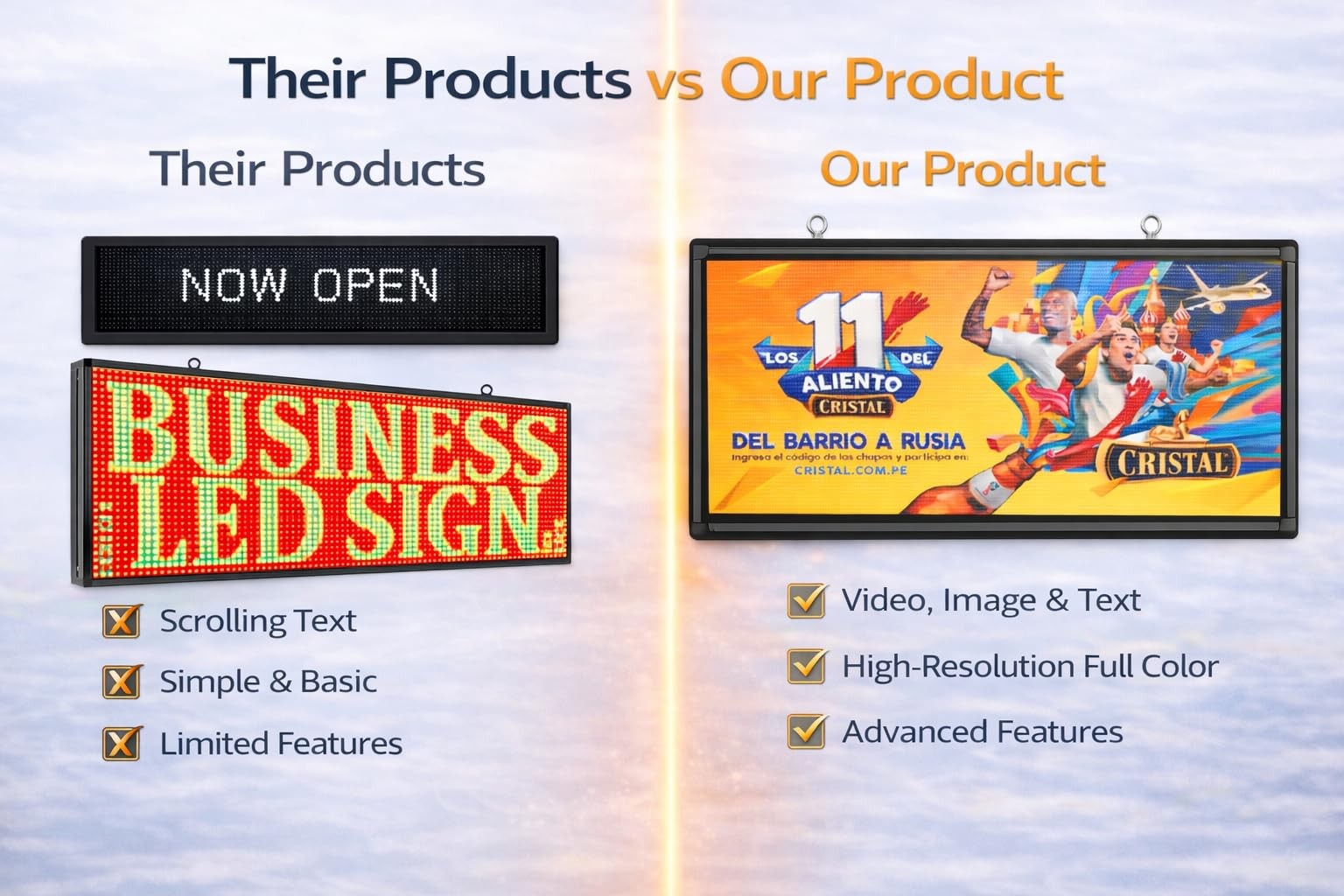 P6 Outdoor Full-Color LED Scrolling Sign 40″ × 18″Programmable Digital Display