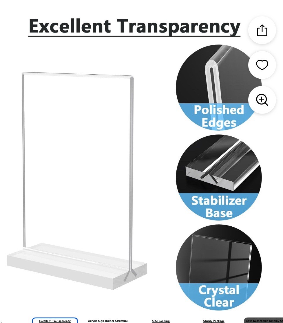 MaxGear Acrylic Sign Holder 5×7 Inches 6 Pack Vertical Display Clear Upright EUC