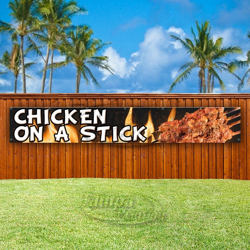 CHICKEN ON A STICK Advertising Food Snack Vinyl Banner Flag Sign USA XL01542
