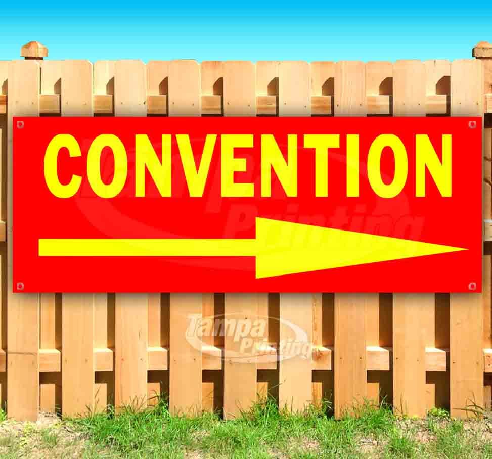 CONVENTION RIGHT RED/YEL Advertising Vinyl Banner Flag Sign Many Sizes ARROWS