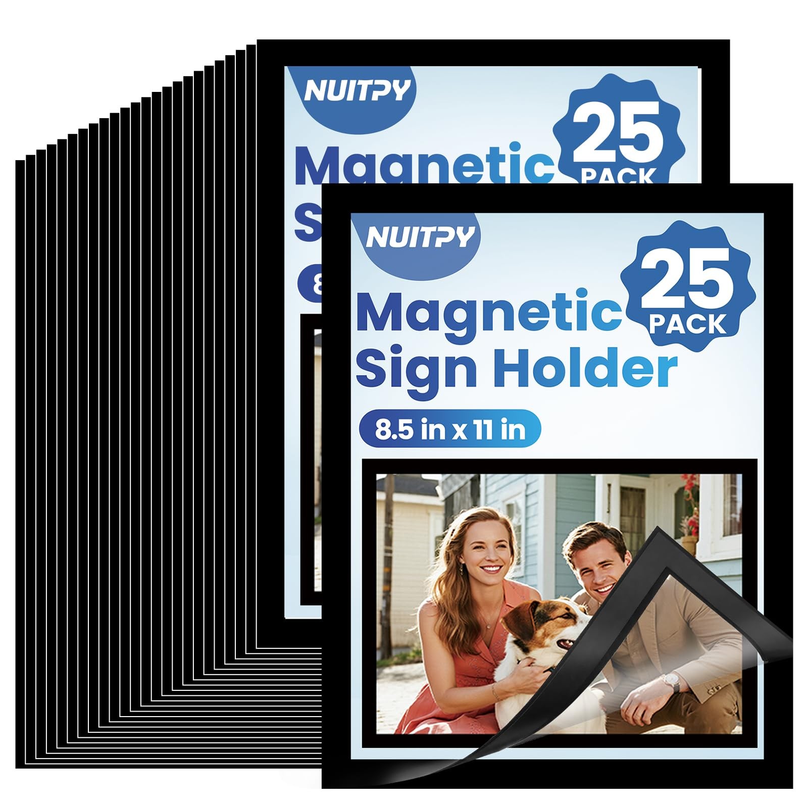 NUITPY 25 Pack Magnetic Sign Holder, 8.5in x 11in x 11in-25Pack, Black