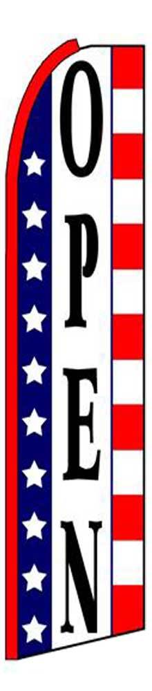 Open Flag Banner Only Advertising Sign 3’ Wide Red White Blue Flutter Swooper