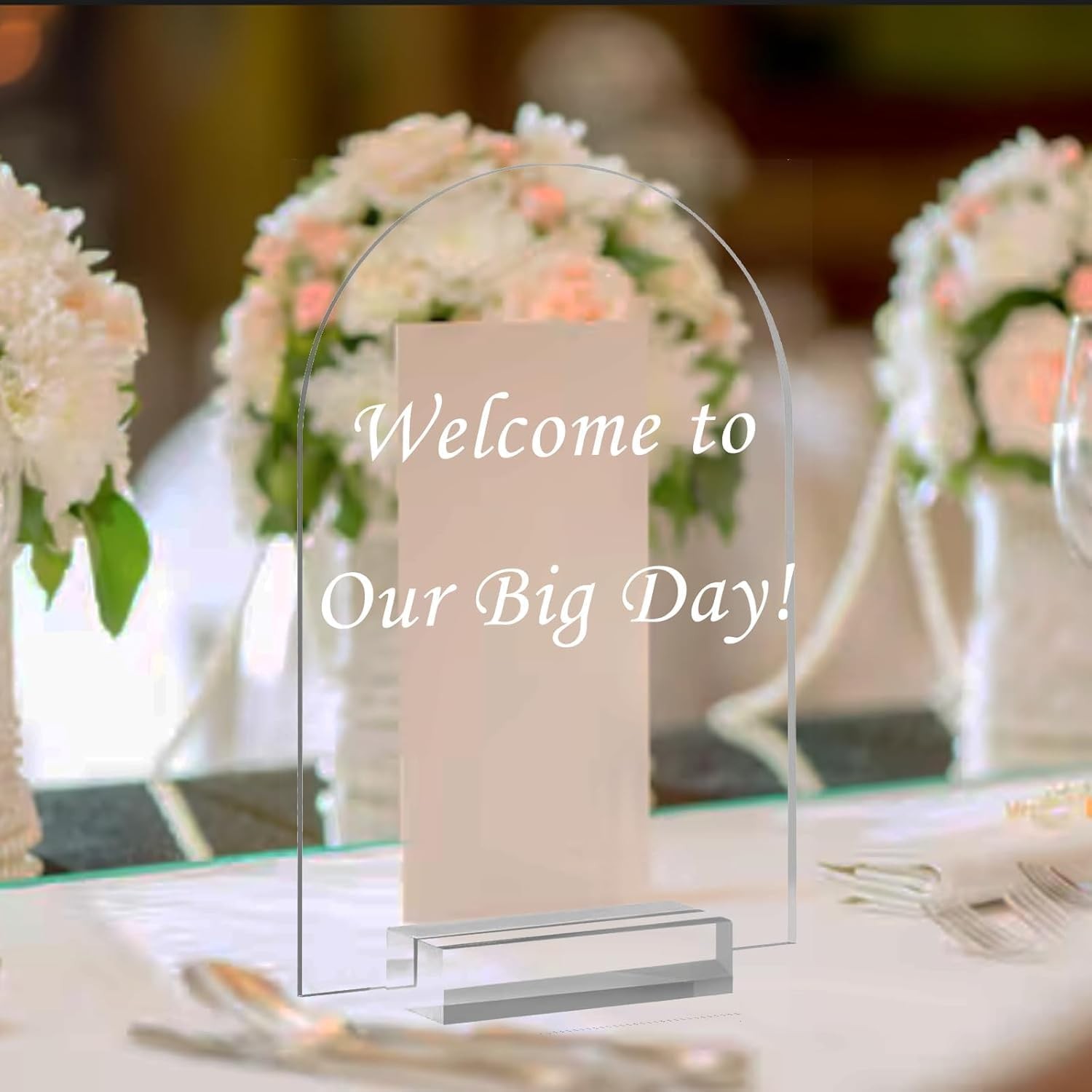 6 PCS Clear Arch Acrylic Sign With Stands 5×7 Inch Blank Table Numbers Menu