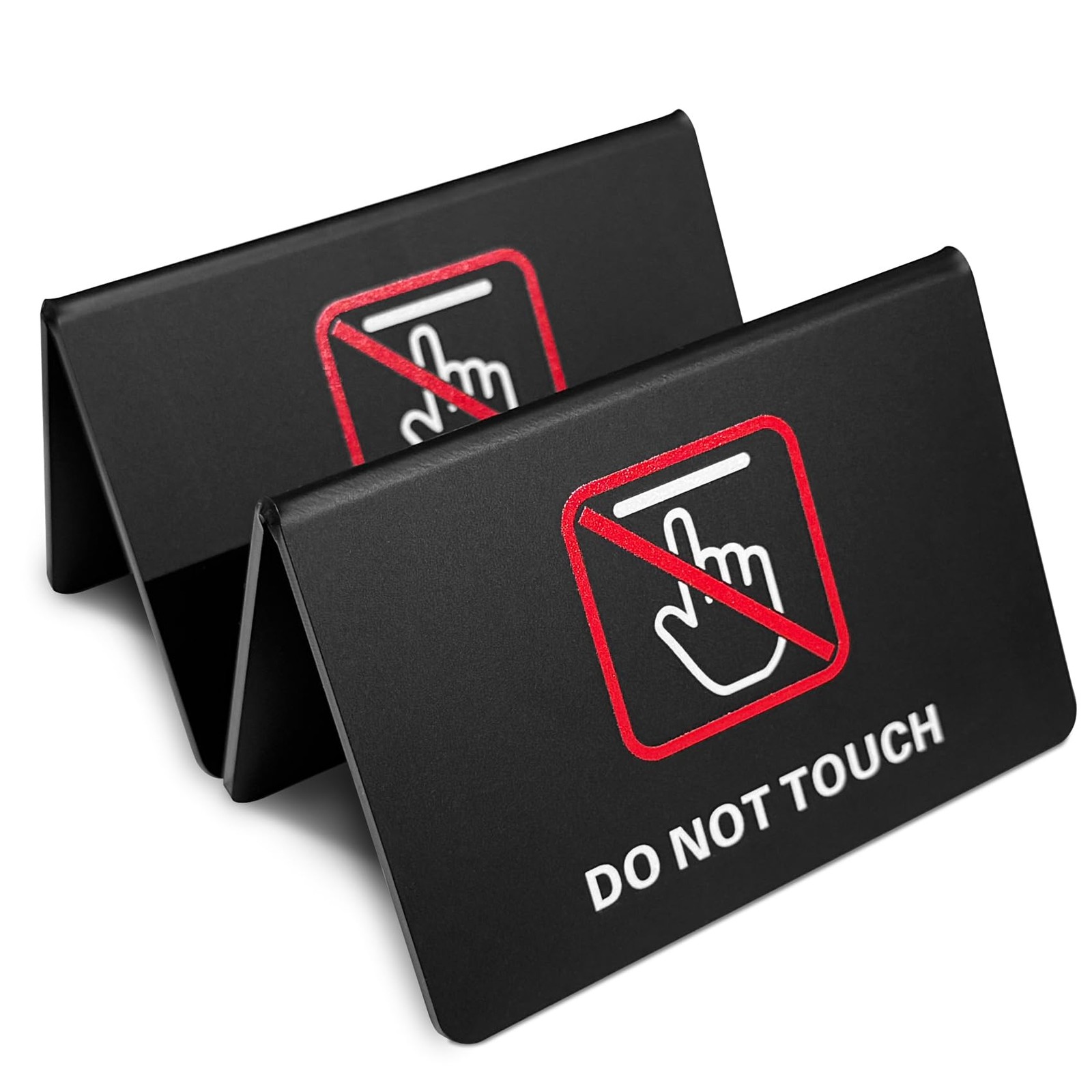 2 PCS DO NOT TOUCH Black Acrylic Double Sided Table Top Sign 4.1×2.6 Inch