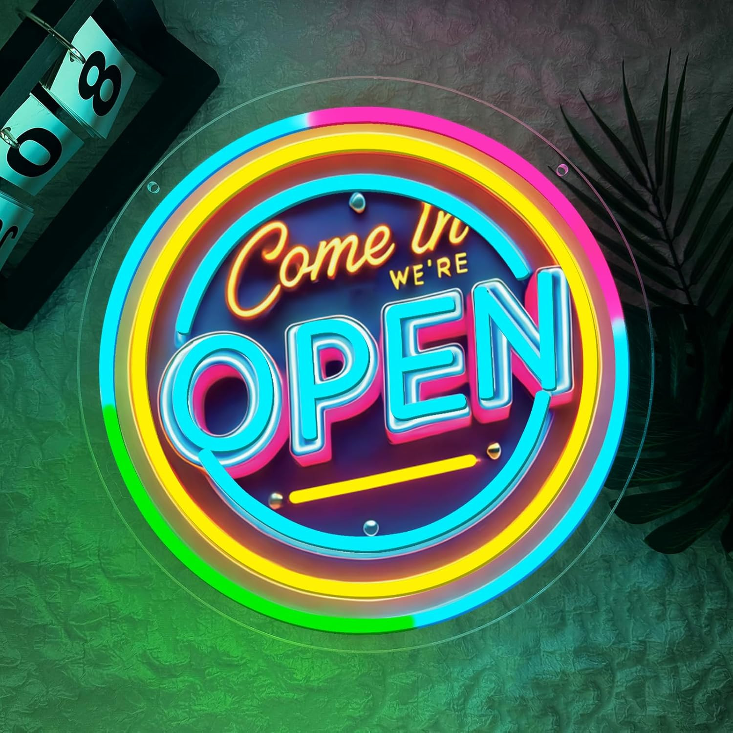 Neon Open Sign for Business, 13 * 13 » Colorful Adjustable Brightness Come in We