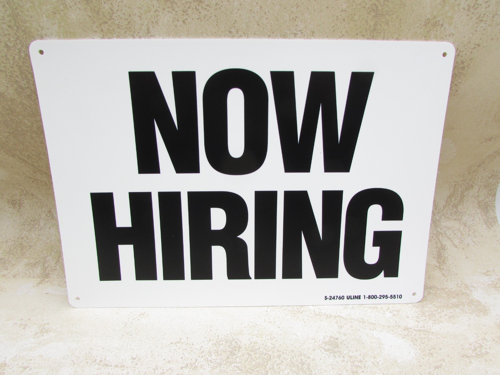 2 PACK « Now Hiring » Sign, Sturdy .055 Thick Plastic, Pre-Drilled Holes 10&Prime; X 7&Prime;