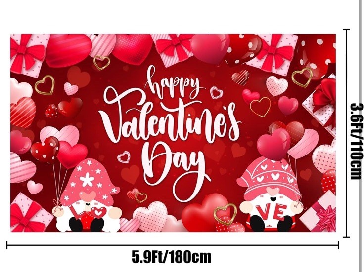 valentines day banner size is 71×43 Inches