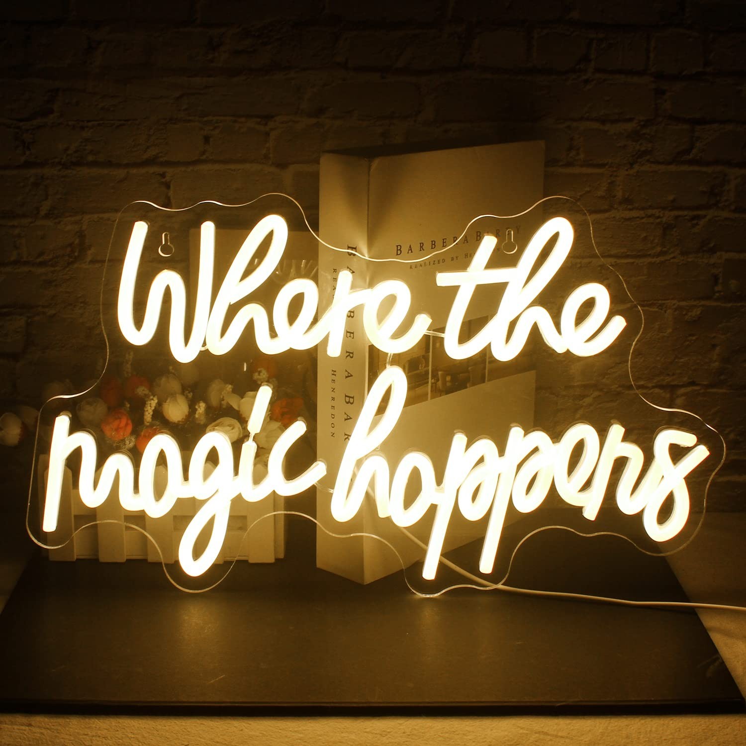 Where The Magic Happens Neon Sign Led Warm White Word Light Up Signs for Wall…