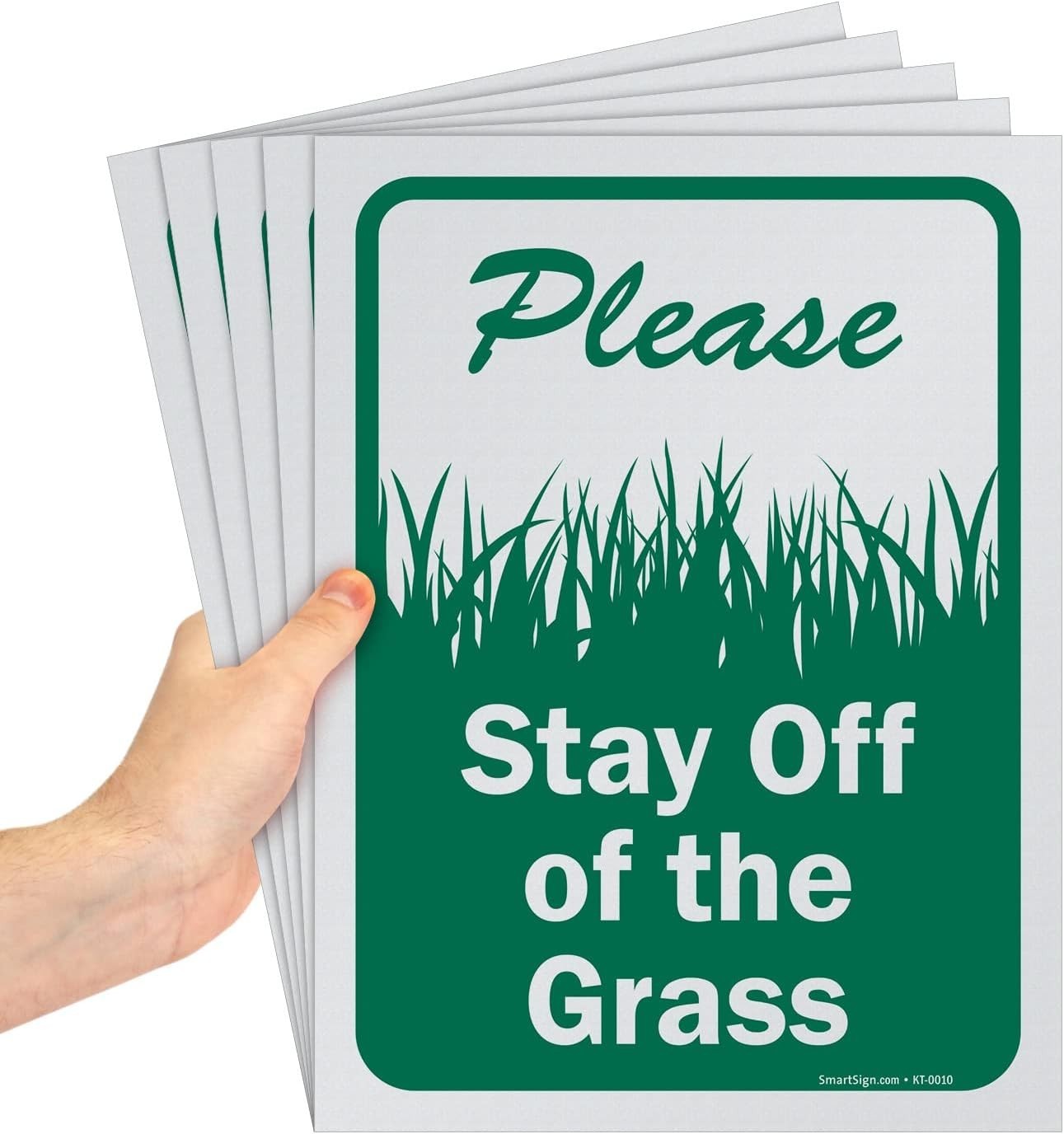 Pack of 5 12 x 9 inch “Please Stay Off The Grass” Sign, Screen Printed, 10 mi…