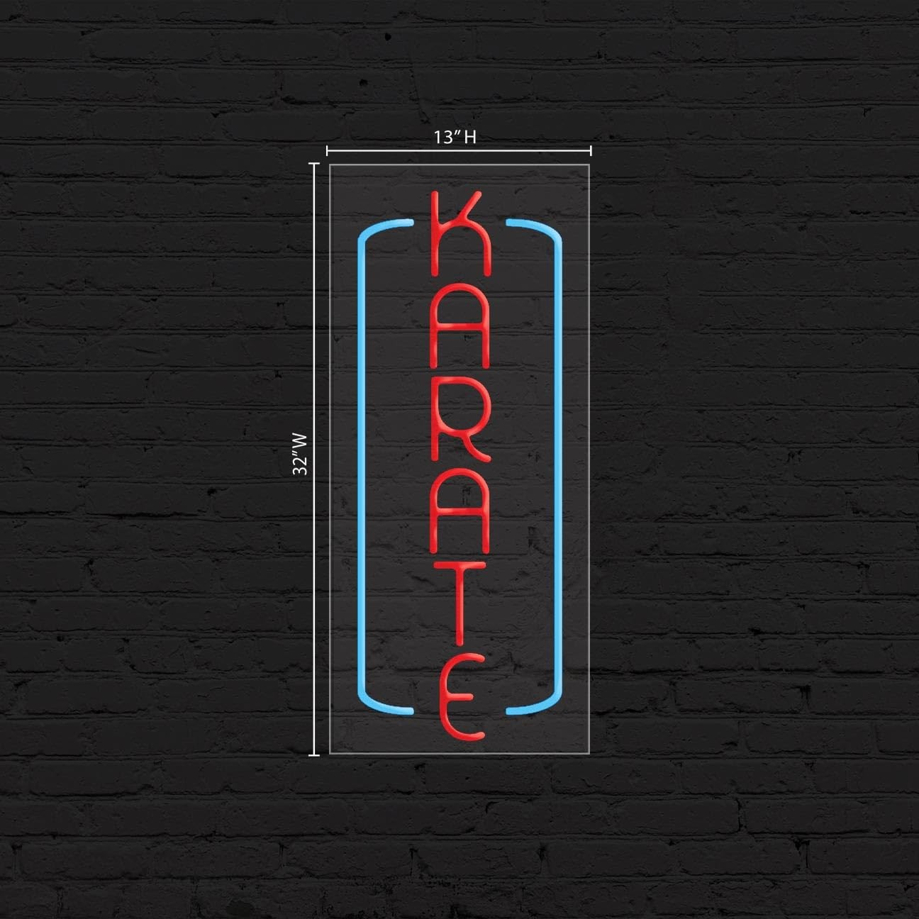 Karate Sign for Business Displays | LED Flex Neon | 13&Prime;W x 32&Prime;H x 1&Prime;D