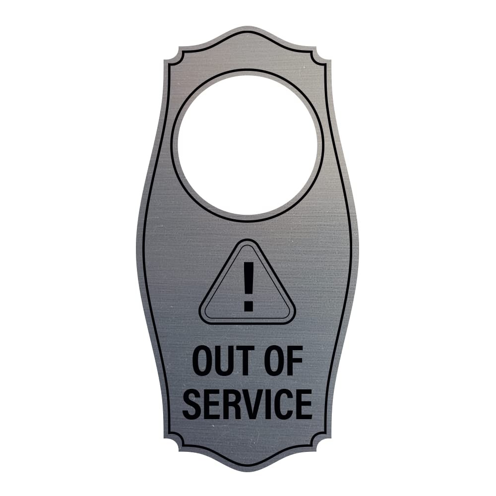 Out Of Service Door Hanger Brushed Silver 4×8 Inch Notification 2 PCS