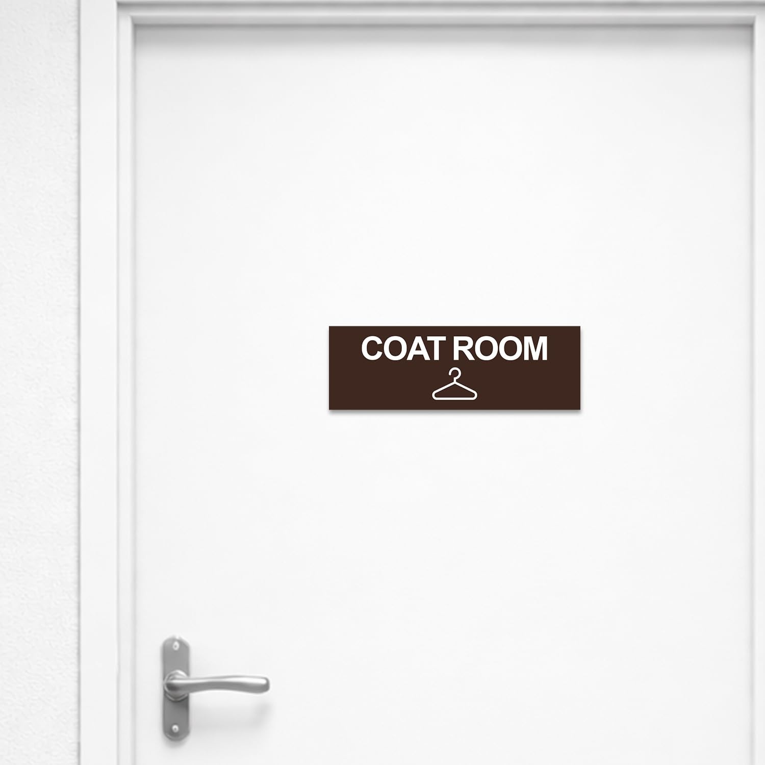 Basic Coat Room Sign Brushed Silver Large Door Wall Office Marker Plaque