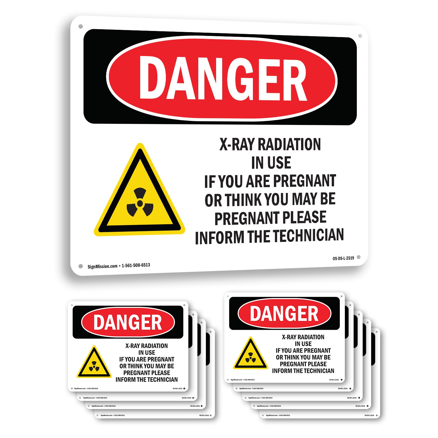 X-Ray Radiation In Use If You OSHA Danger Sign Metal Plastic, Decal 5 or 10 Pack