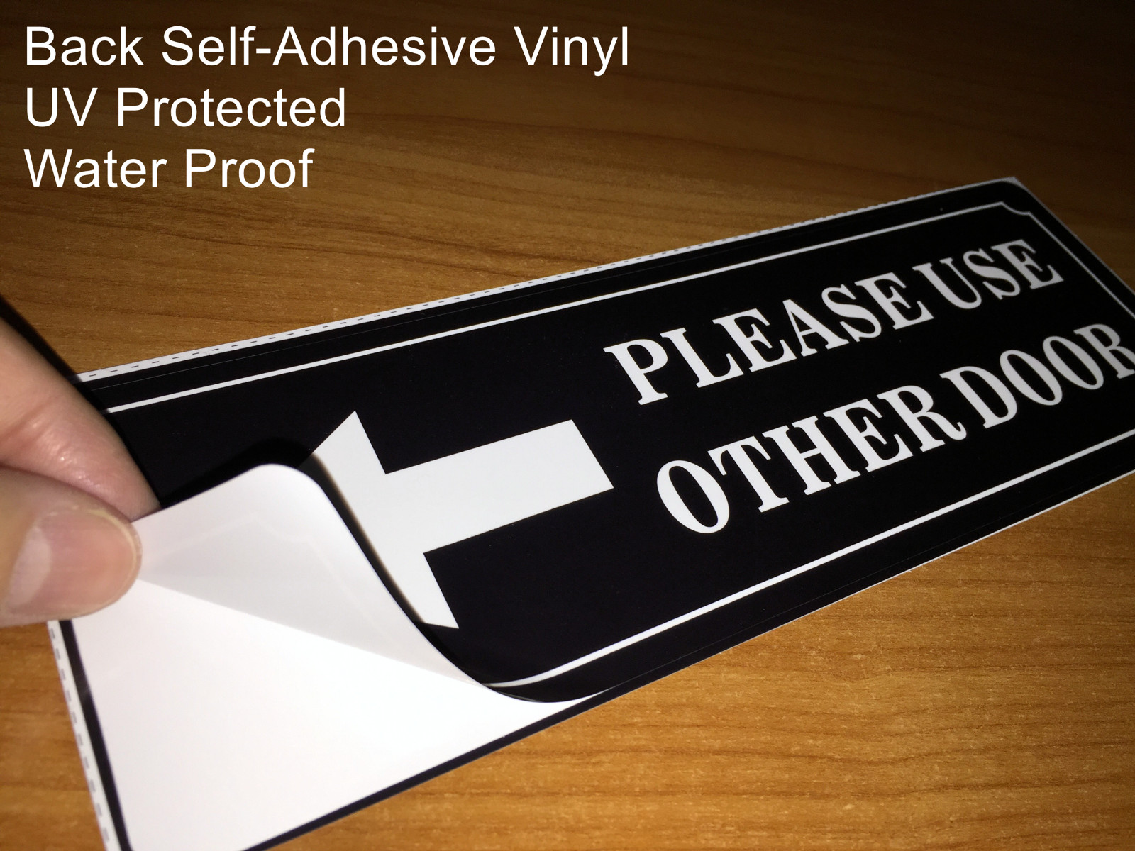 (2 Pack) 9&Prime; X 3&Prime; PLEASE USE OTHER DOOR Sign Back Self Adhesive Vinyl Sticker