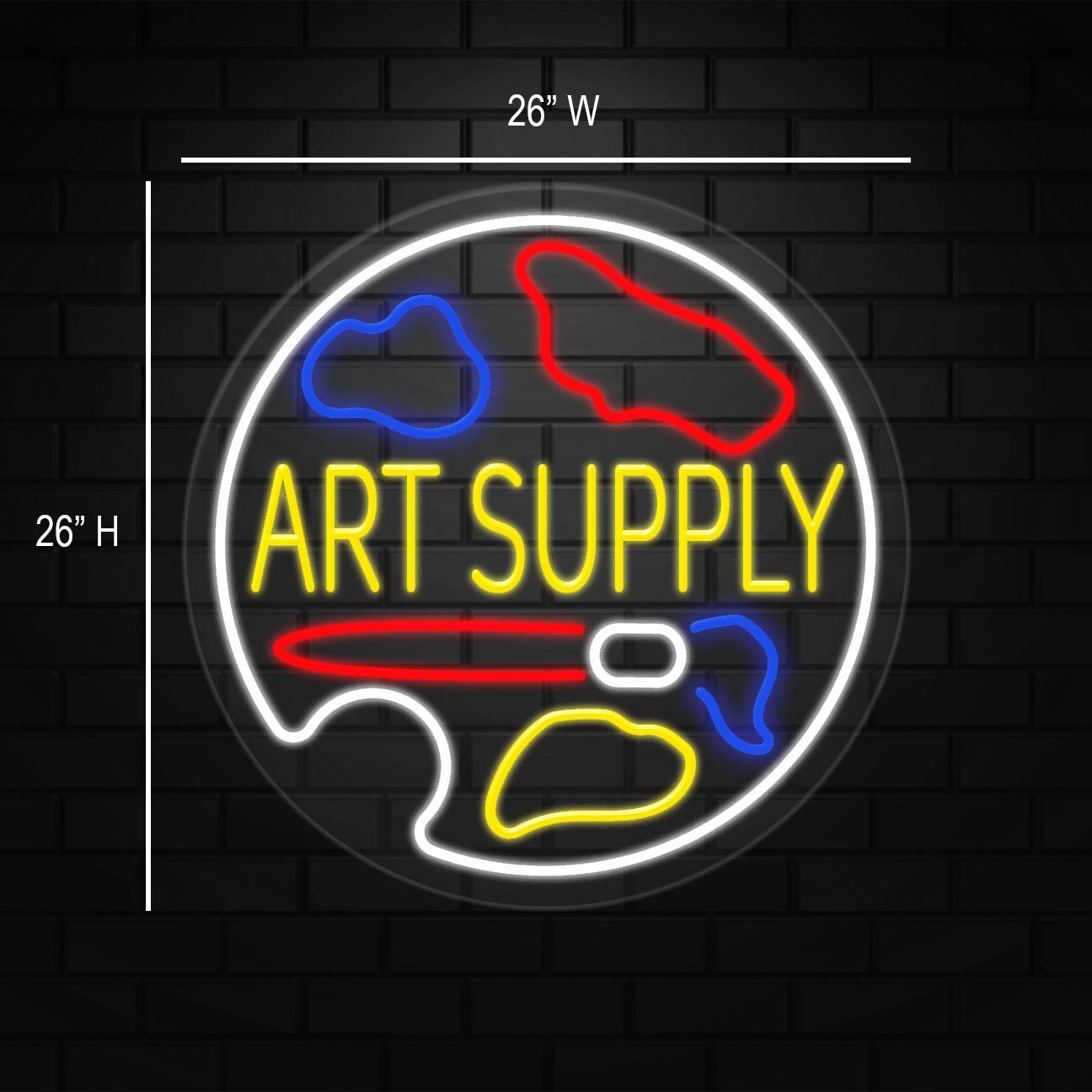 Art Supply Sign for Retail Display | LED Flex Neon | 26&Prime;W x 26&Prime;H x 1&Prime;D