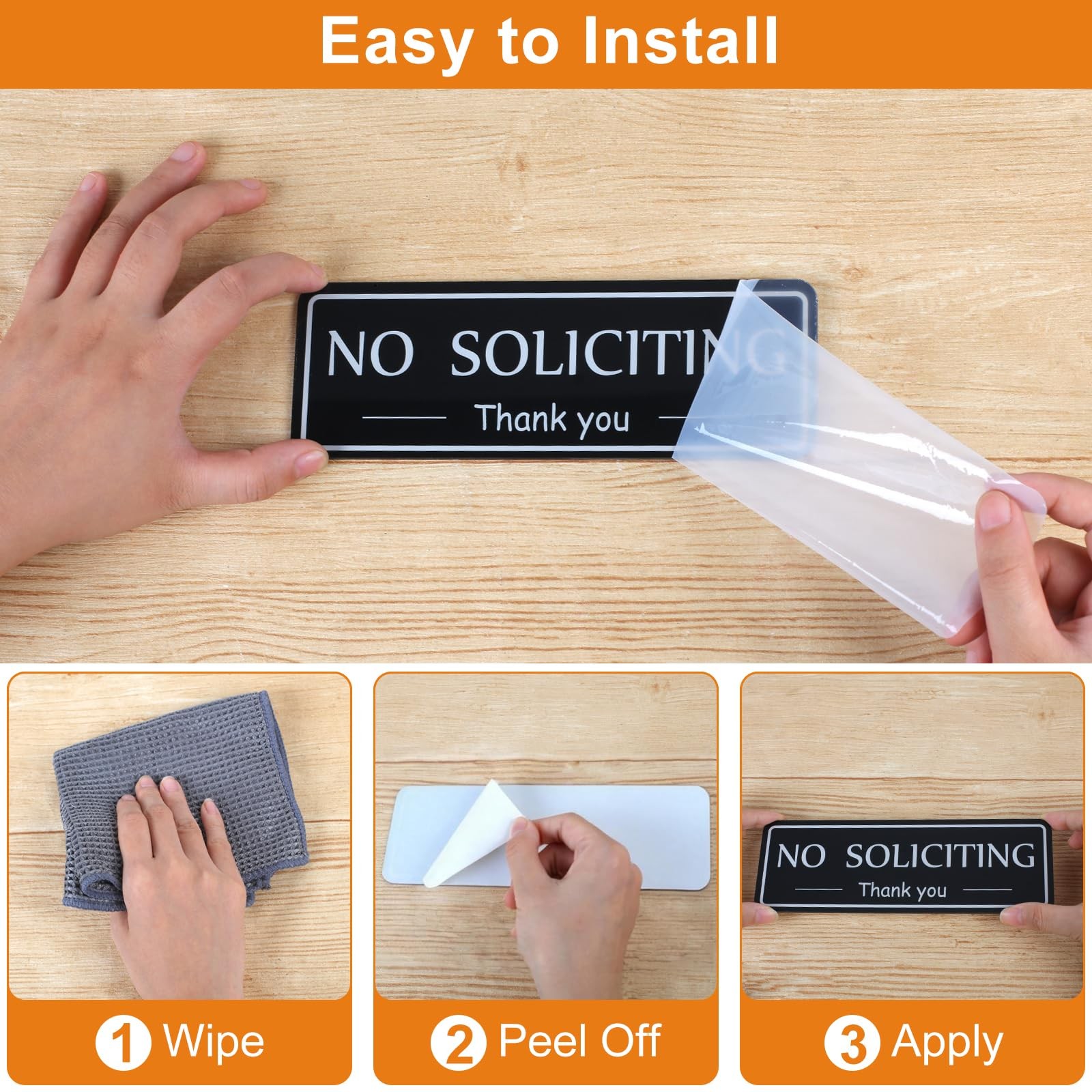 2 Pack No Soliciting Sign for House, Strong Self-Adhesive No Solicitation Sig…