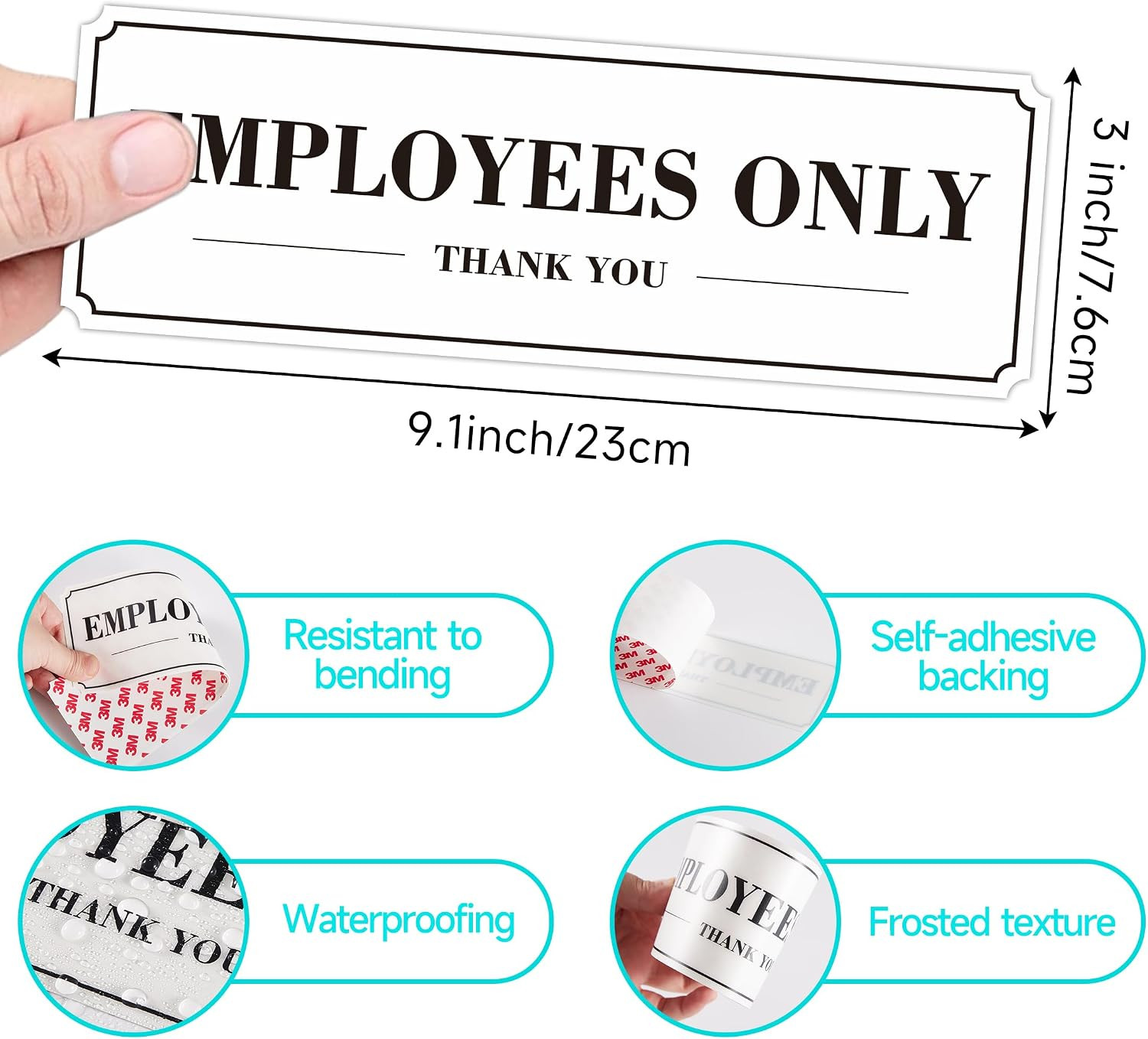 Employees Only Sign for Door, (2 Pack) Self-Adhesive Staff Only for Business Doo