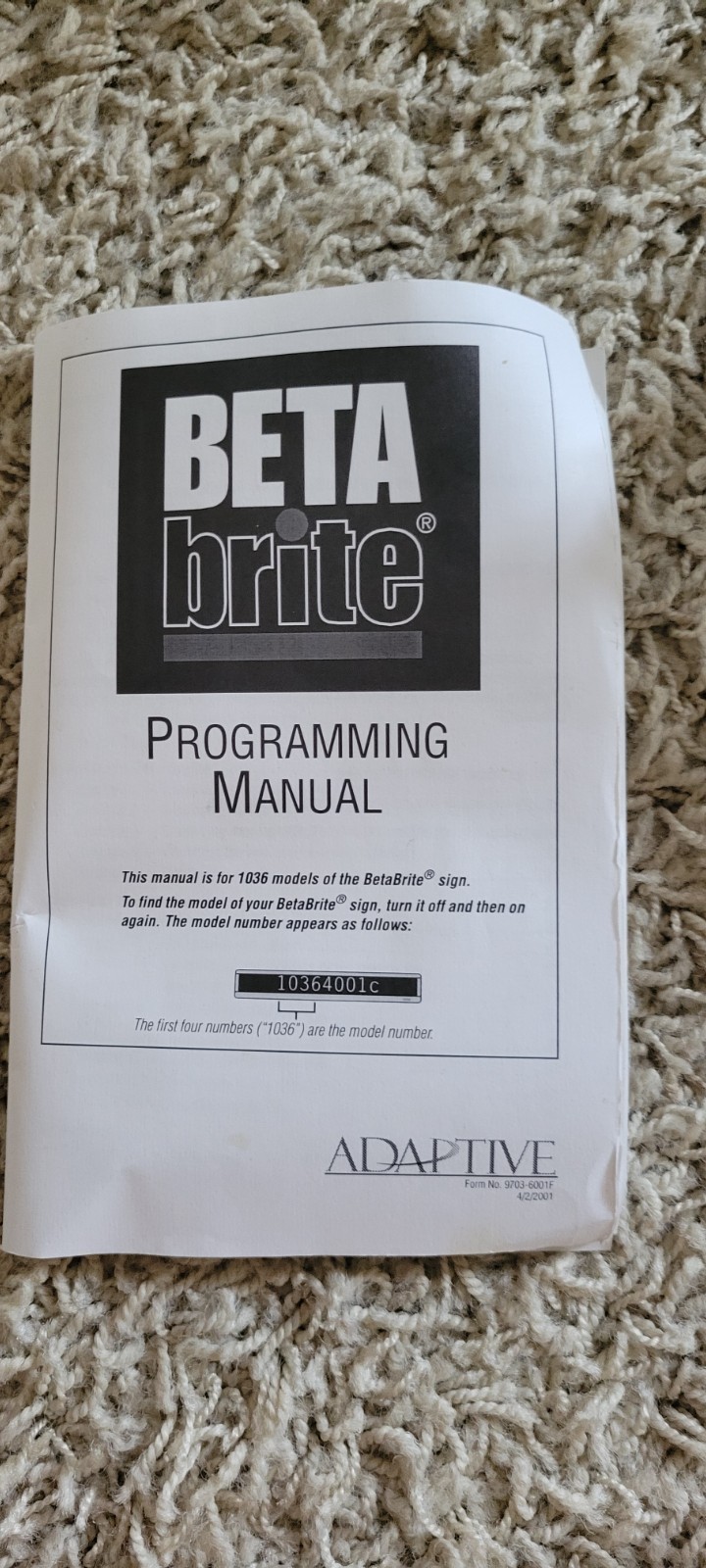 BetaBrite Programmable LED Scrolling Sign Beta Brite w/Remote – Works – 26&Prime;