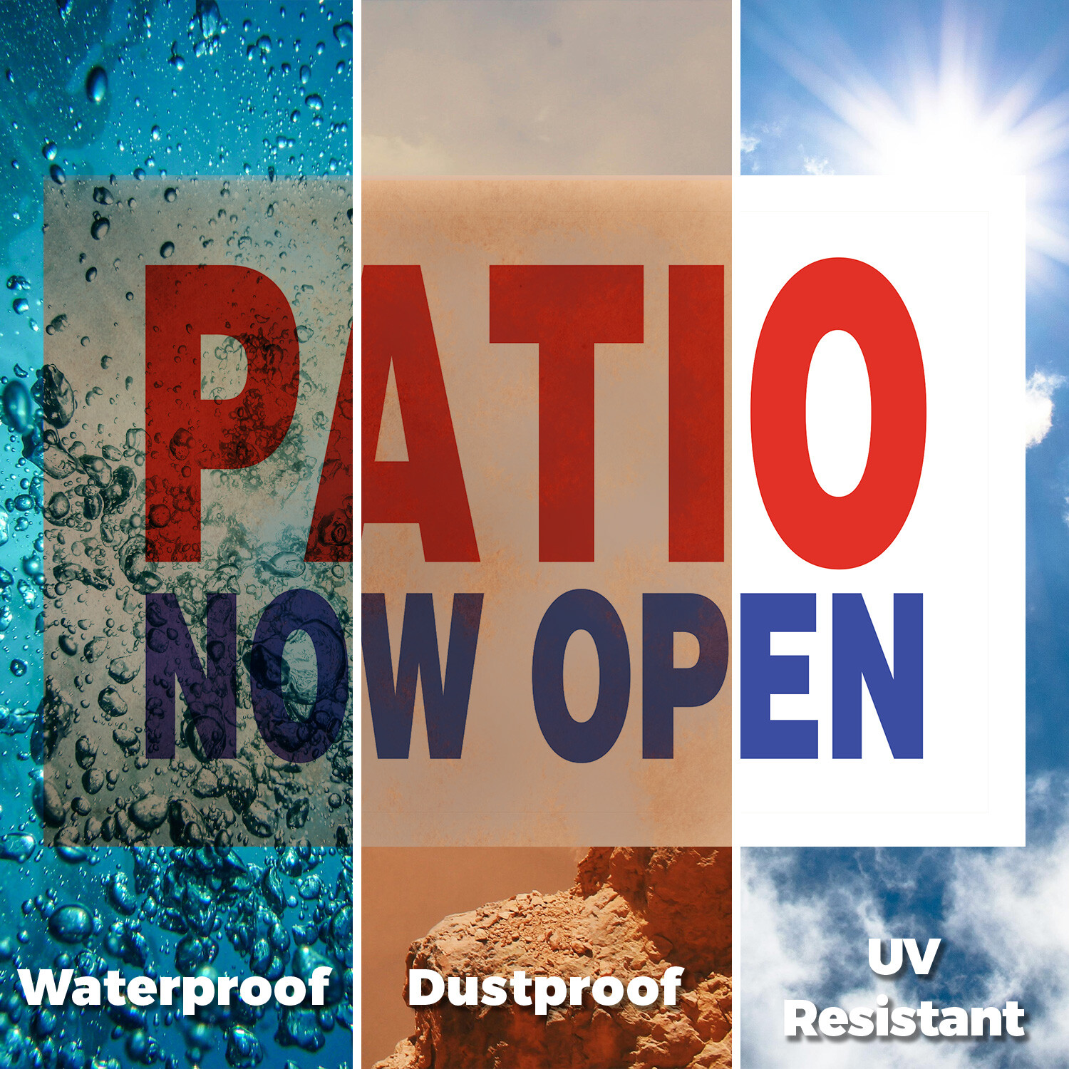 Patio Now Open Yard Sign Restaurant Promotions, Outdoor Dining, Clear Messaging