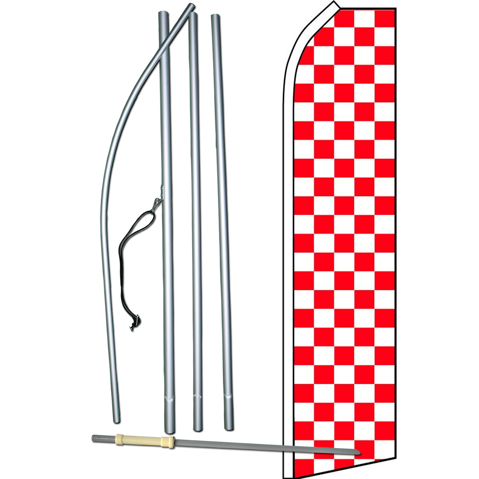 White And Red Checkered Swooper Flag Kit
