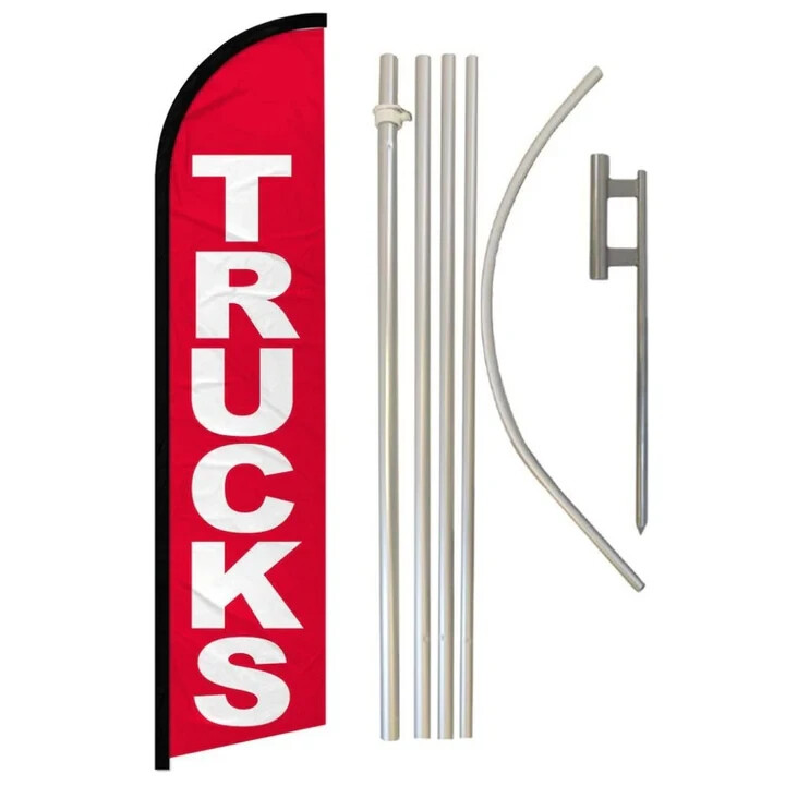 Auto Trucks MPG RV Boat Sale Variation Windless Advertising Banner Flag Pole Kit