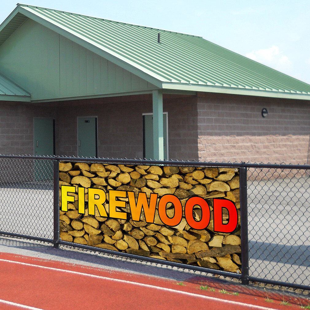 Vinyl Banner Multiple Sizes Firewood Business Weatherproof Industrial Yard Signs