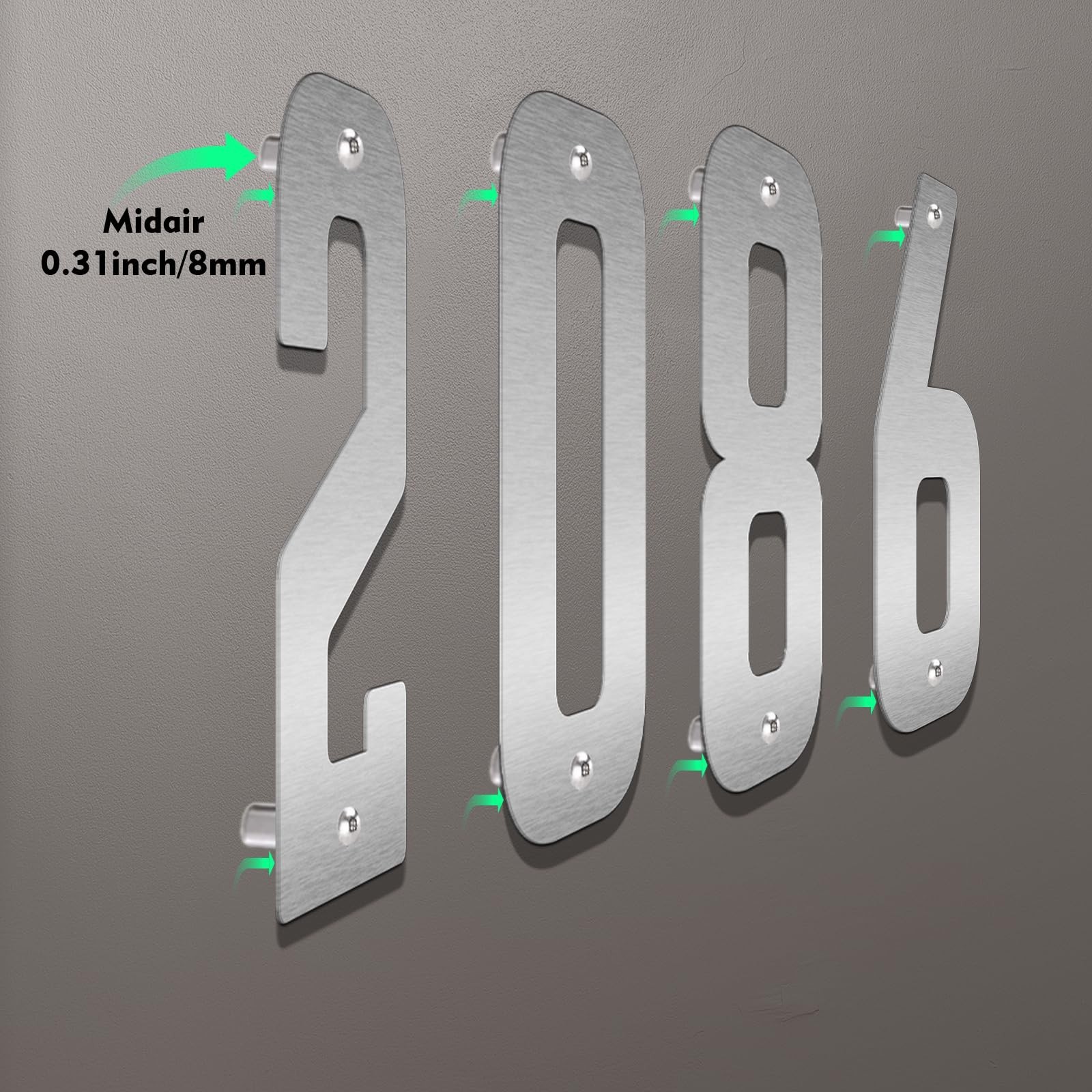 3 Inch Stainless Steel Metal Floating Address Numbers, Silver Metal House Let…