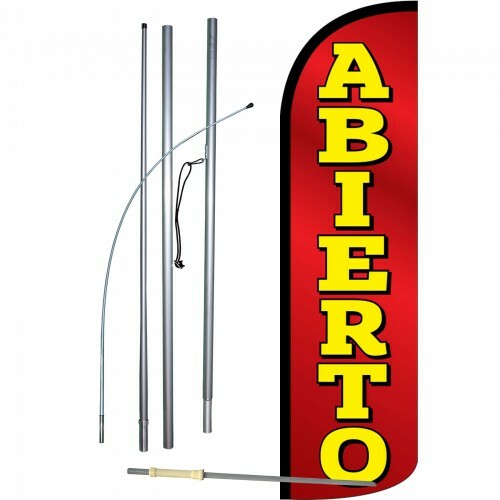 ABIERTO OPEN Banner Sign Flag Display Kit Flutter Feather 3&prime; SWOOPER