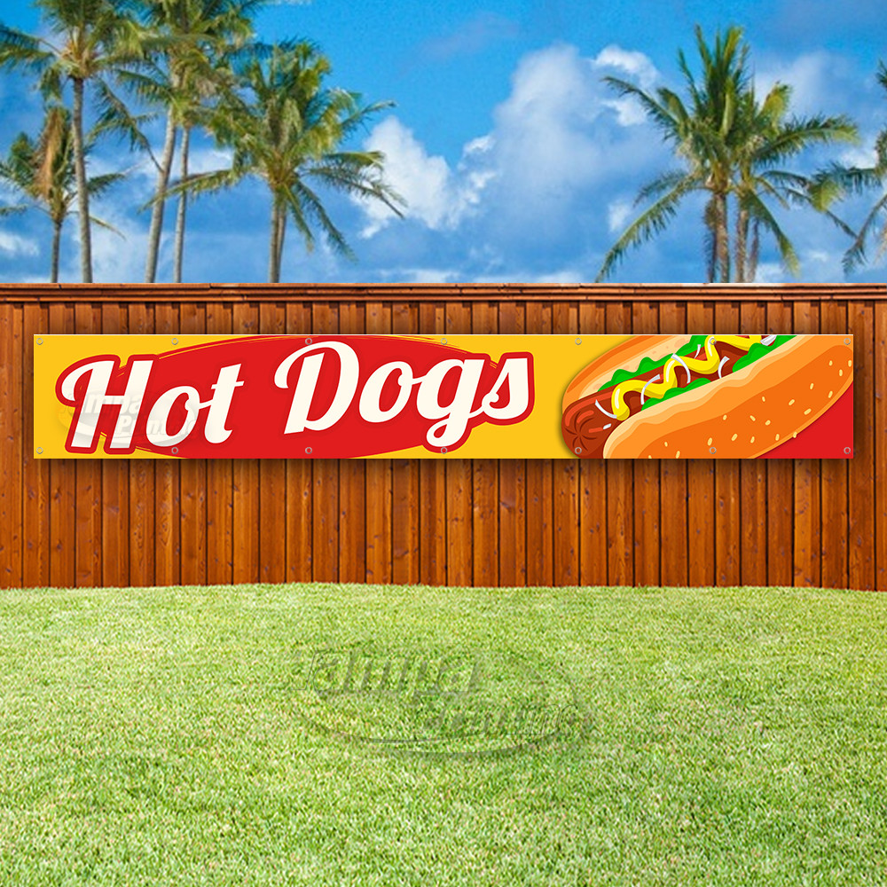 HOT DOGS Advertising Vinyl Banner Flag Sign LARGE HUGE XXL SIZES