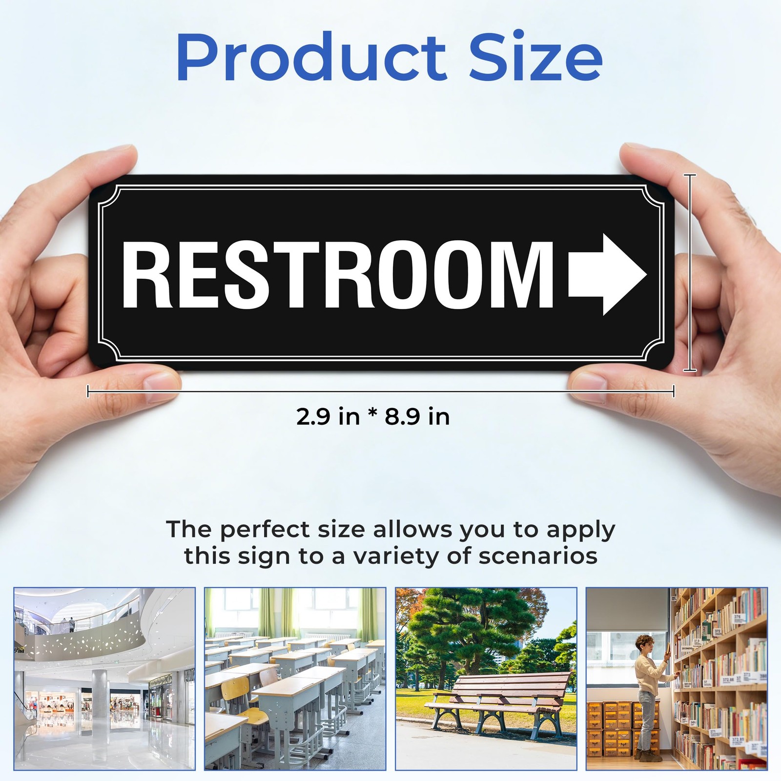 Restroom Sign for Business and Home, Self-adhesive Modern Unisex Bathroom Sig…