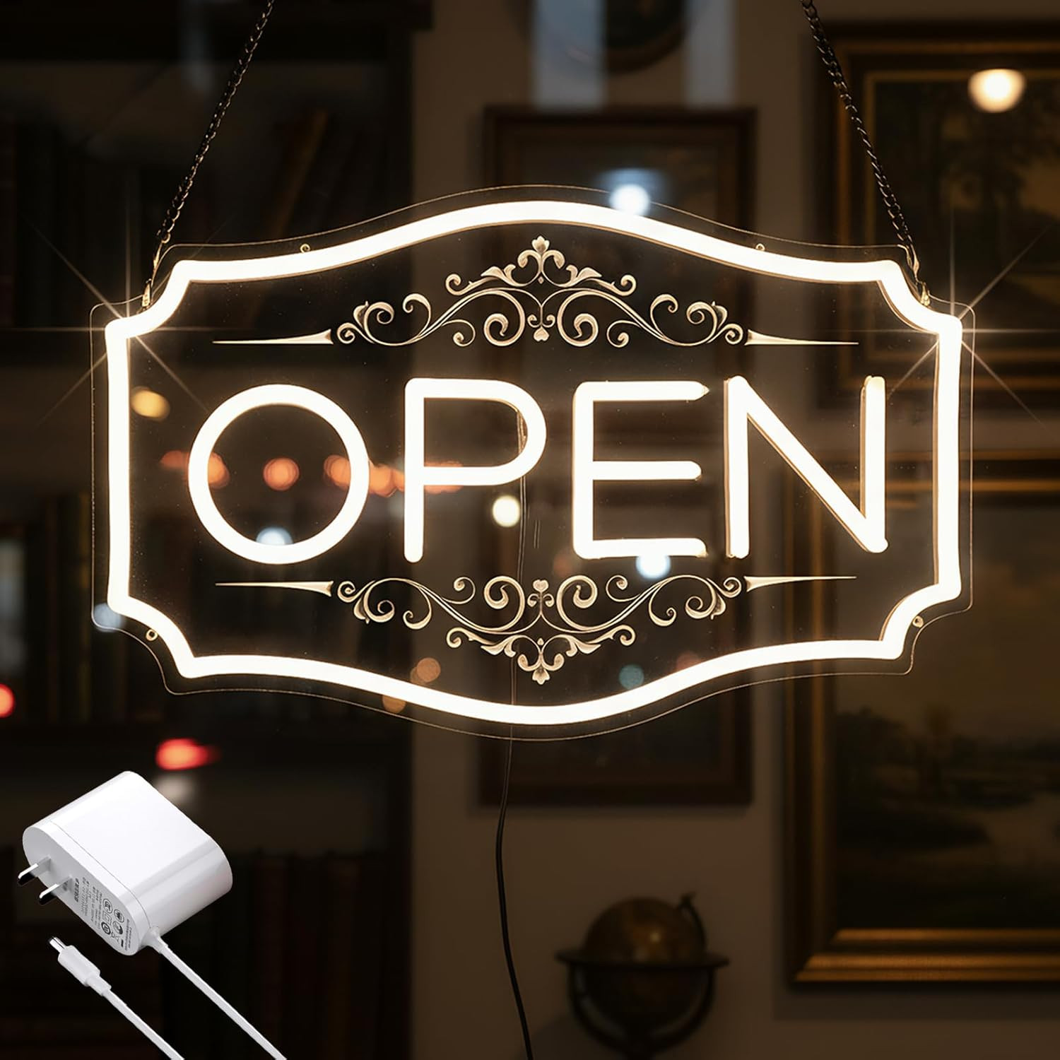 Open Sign for Business, LED Dimmable Neon Open Sign with 12V/2A Adapter, 16.5&Prime; X