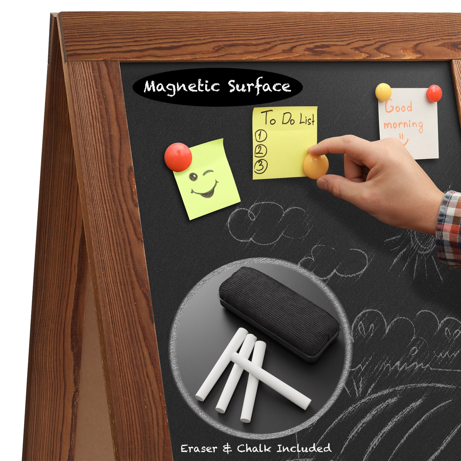 A Frame Chalkboard Sign, 40&Prime;x20&Prime; Double-Sided Magnetic Menu Board, Rustic Brown