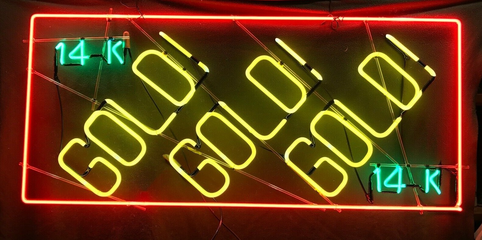 Buy Sell Scrap gold diamond pawnshop jewelry store sign 14K GOLD large neon sign