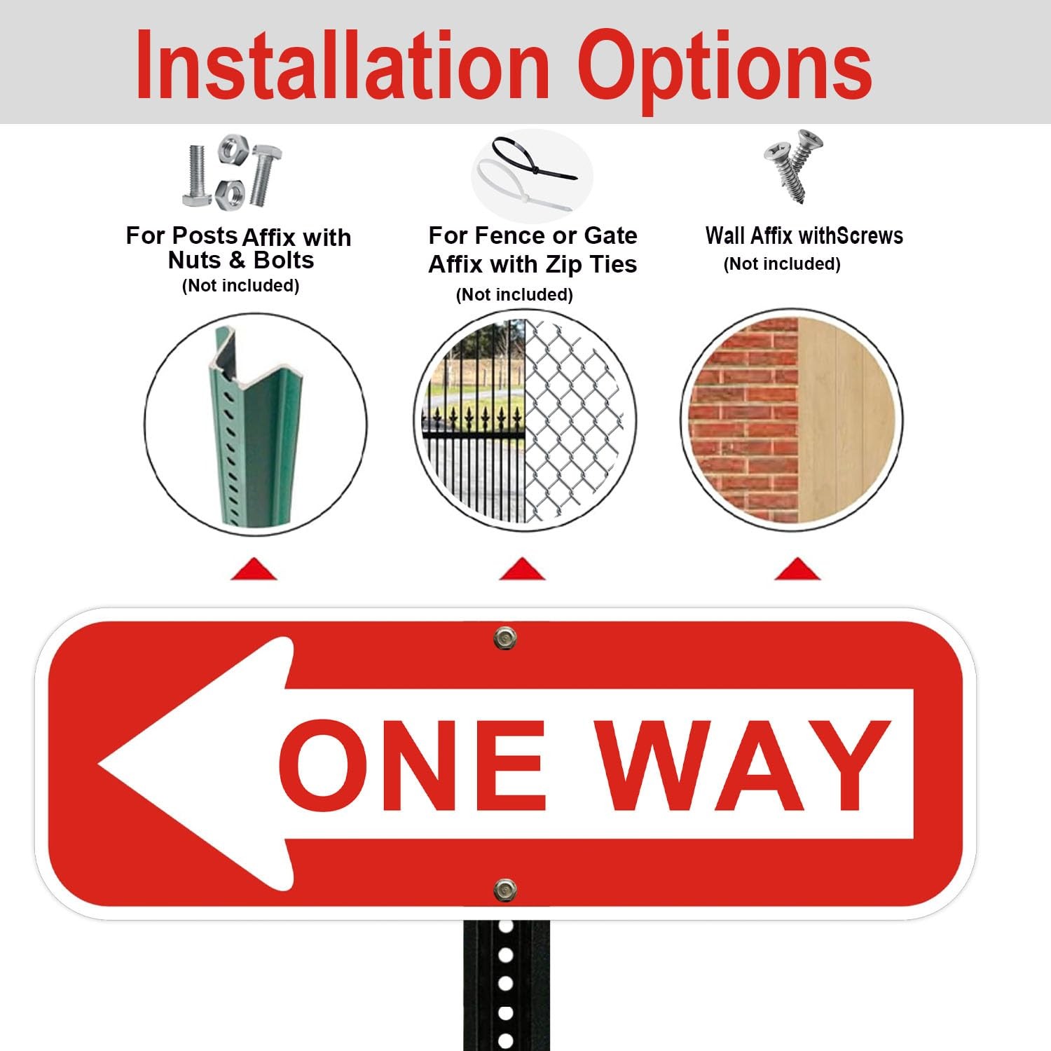 2 PCS One Way Sign Left Arrow 18×6 Inch Rust Free Reflective Aluminum