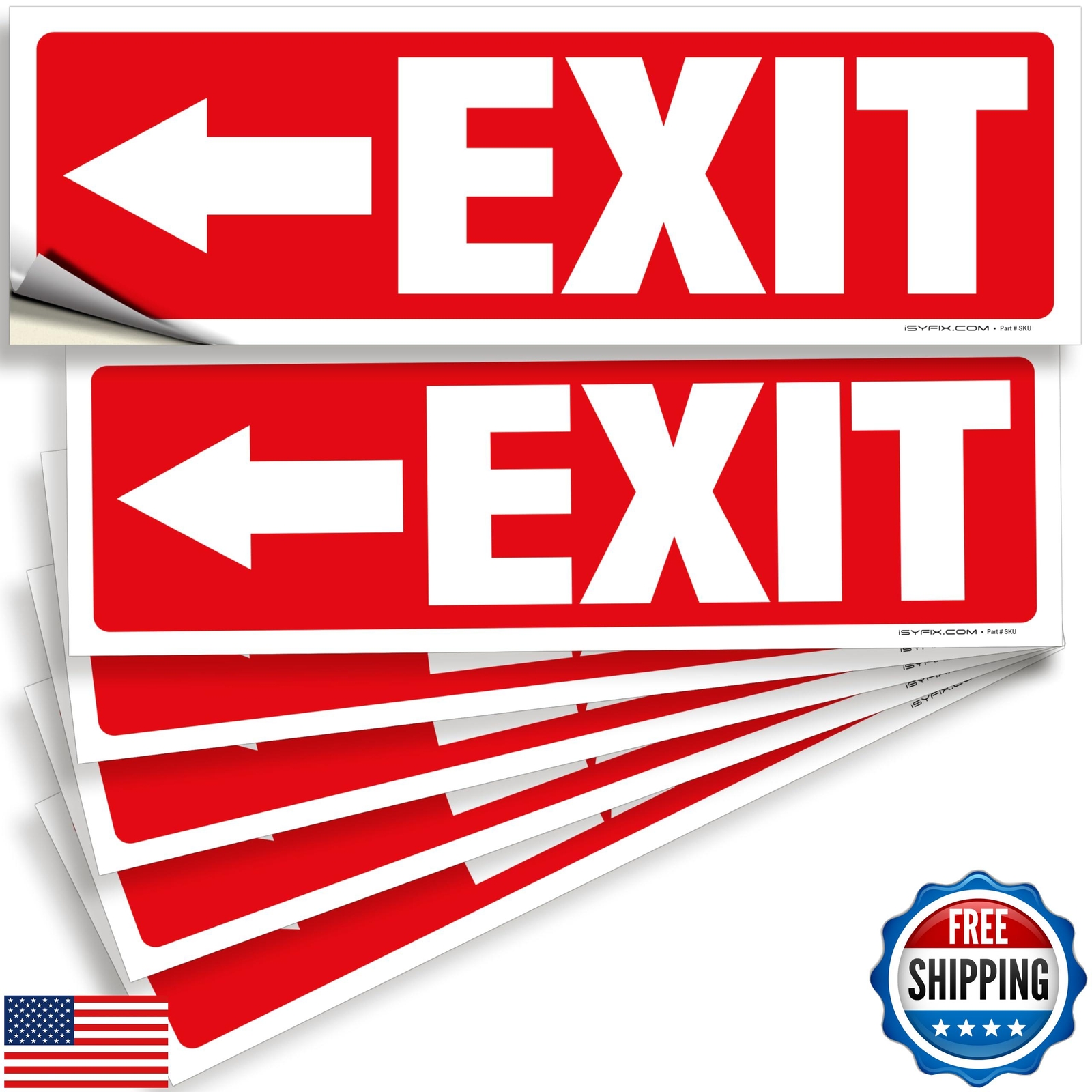 iSYFIX Exit Signs Stickers 6 Pack 12×4 Inch – Laminated Premium Vinyl Directi