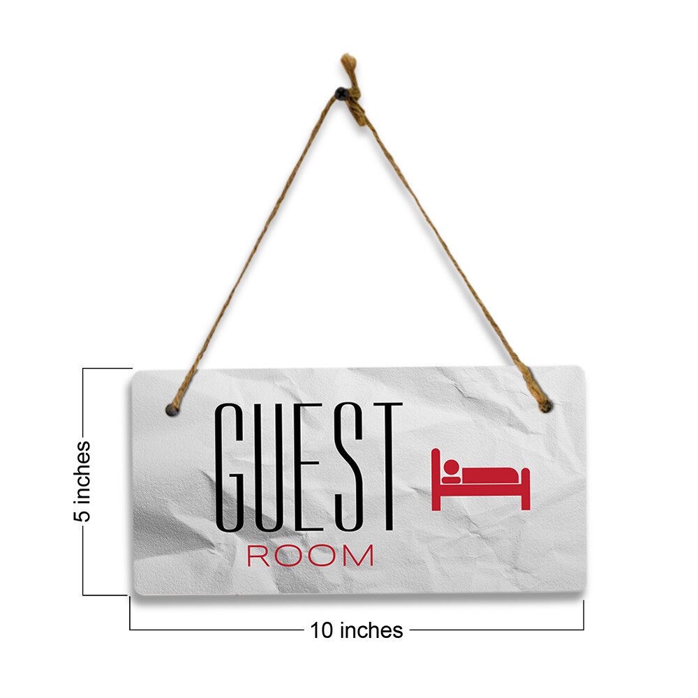 Guest Room 5×10 Hanging Plus Wall or Door Sign | Rustic Twine