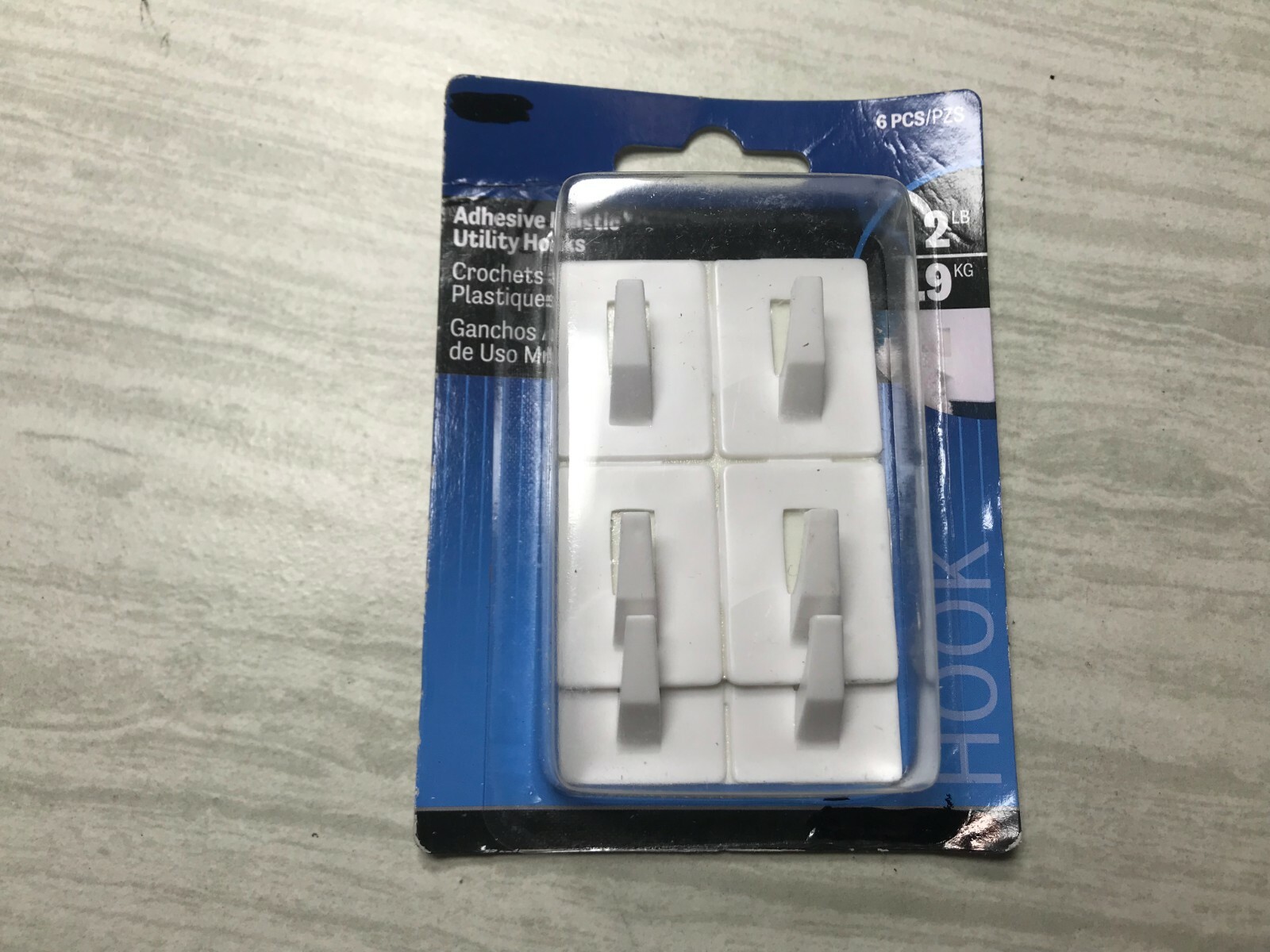 6 PC White Adhesive Plastic Utility Hook