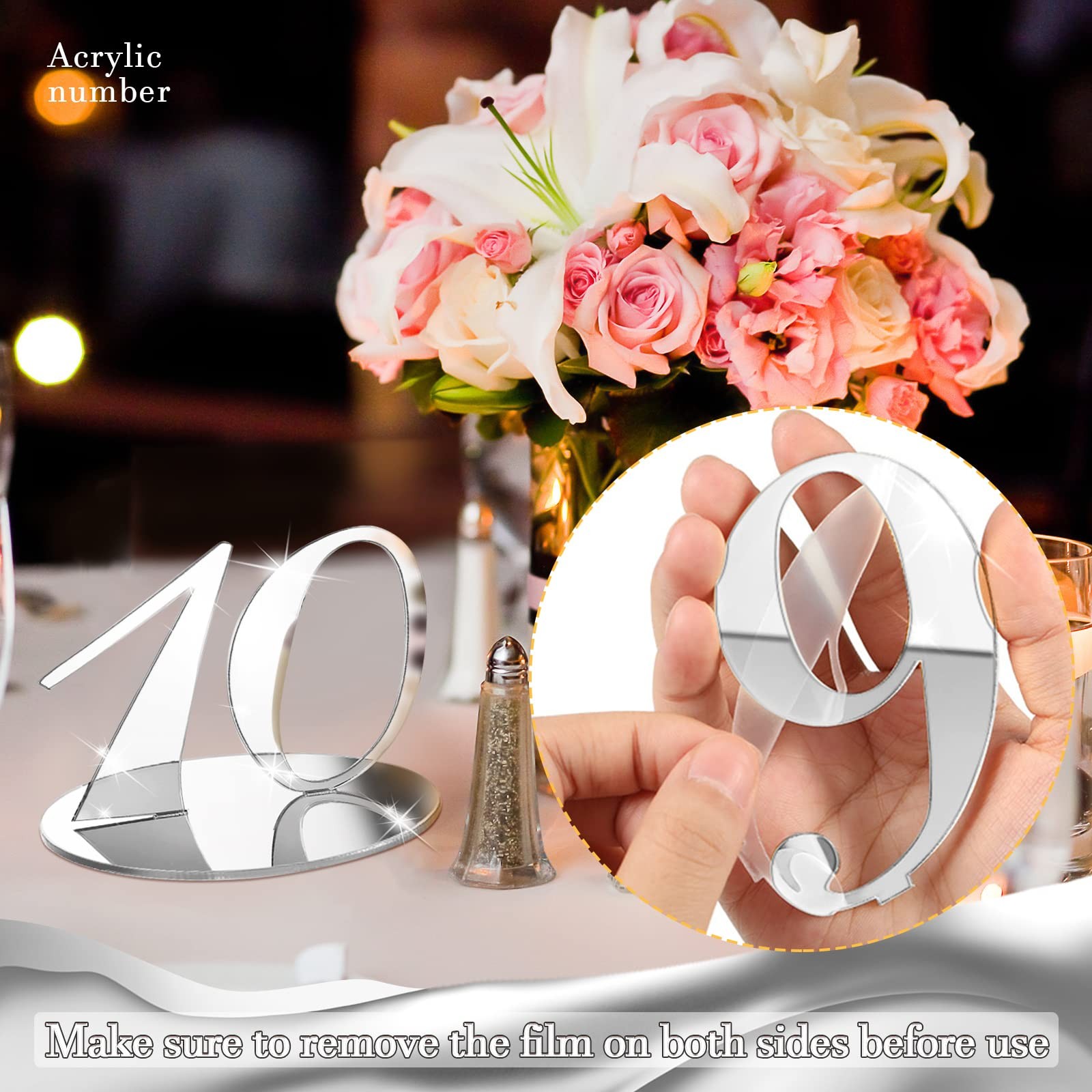 Yalikop 10 Pcs Table Numbers for Wedding 1-10 Reception Wedding Numbers Signs…