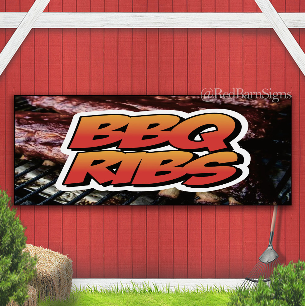 RESTAURANT BBQ RIBS Indoor Outdoor Banner Sign with grommets