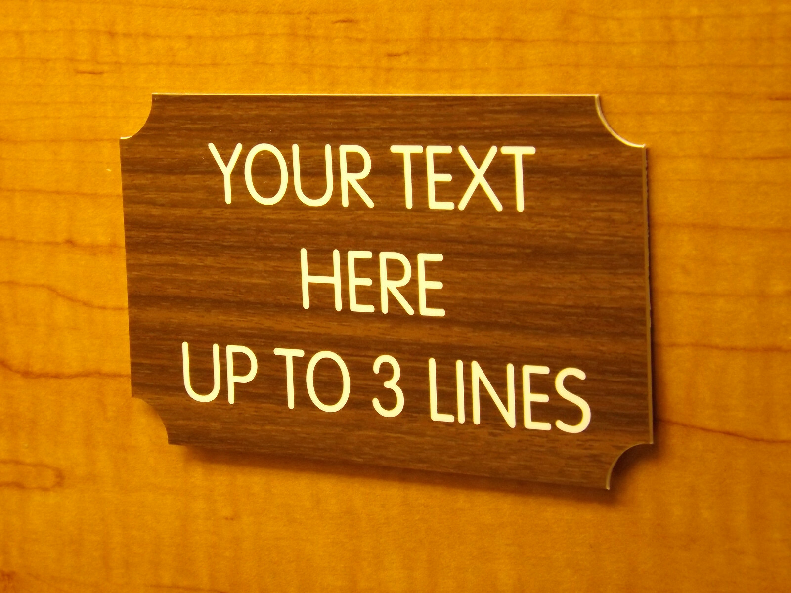 Custom Engraved 3×5 Walnut Wood-Grain Sign Personalized Home Office Plaque Plate
