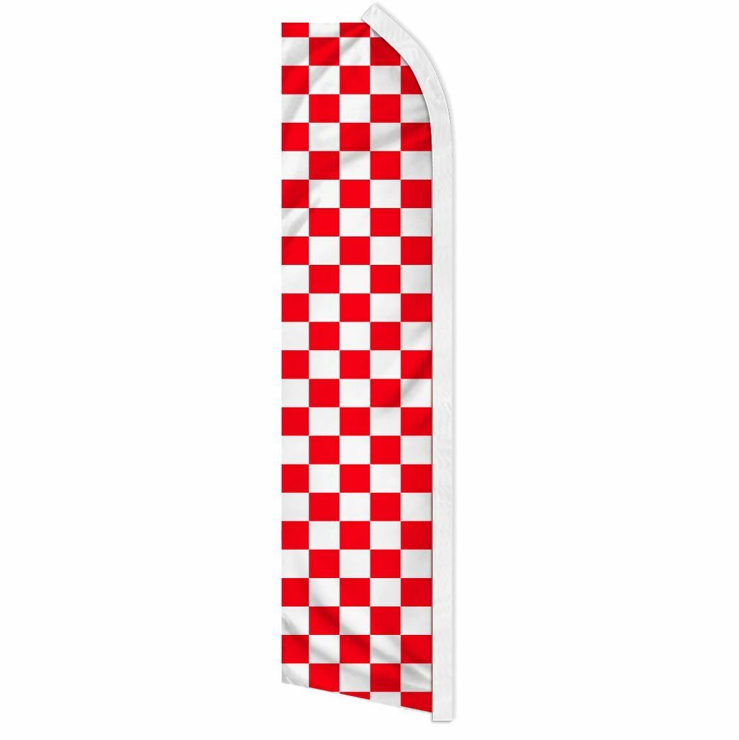 « RED & WHITE CHECKER » advertising super flag swooper banner business sign check