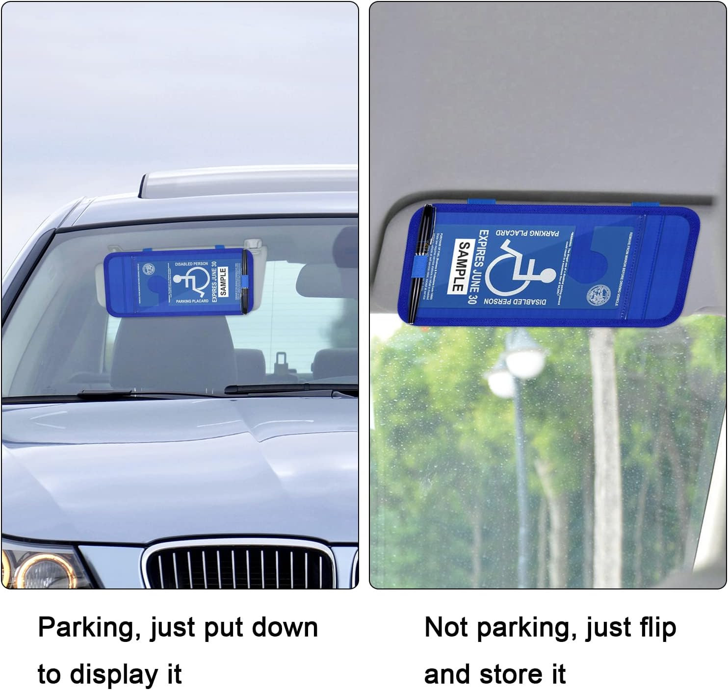 Handicap Placard Holder for Auto, Wisdompro Disabled Parking Permit Sign Protect