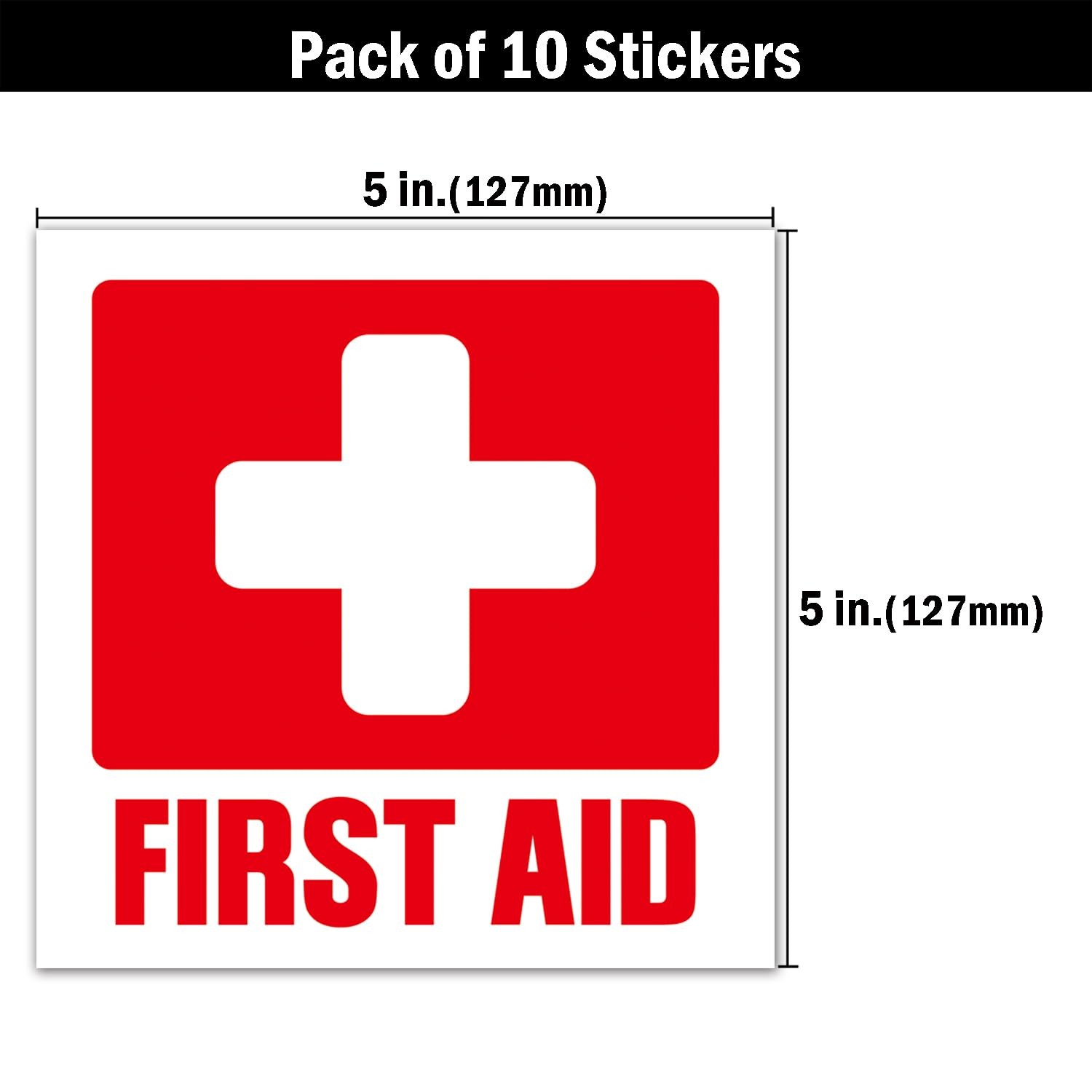 First Aid Kit Sign Sticker, 10 Pack Self Adhesive First Aid Decal Emergency f…