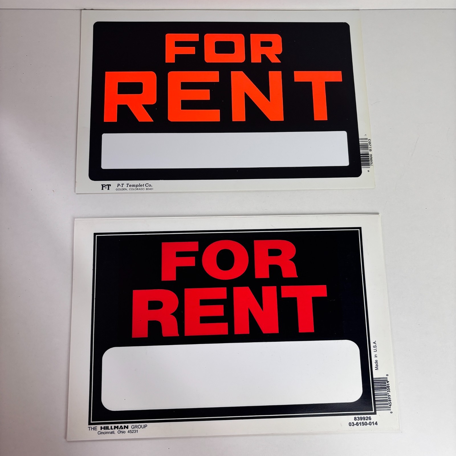 Various Hillman 8 x 11.5&Prime; Plastic Signs: For Rent Apartment, House For Rent..ect