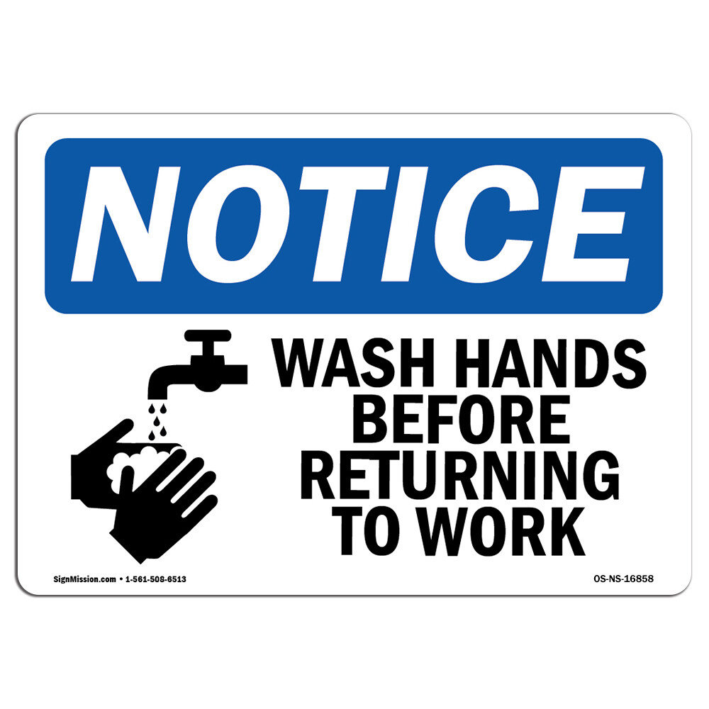 Wash Hands Before Returning To Class Symbol OSHA Notice Sign Metal Plastic Decal