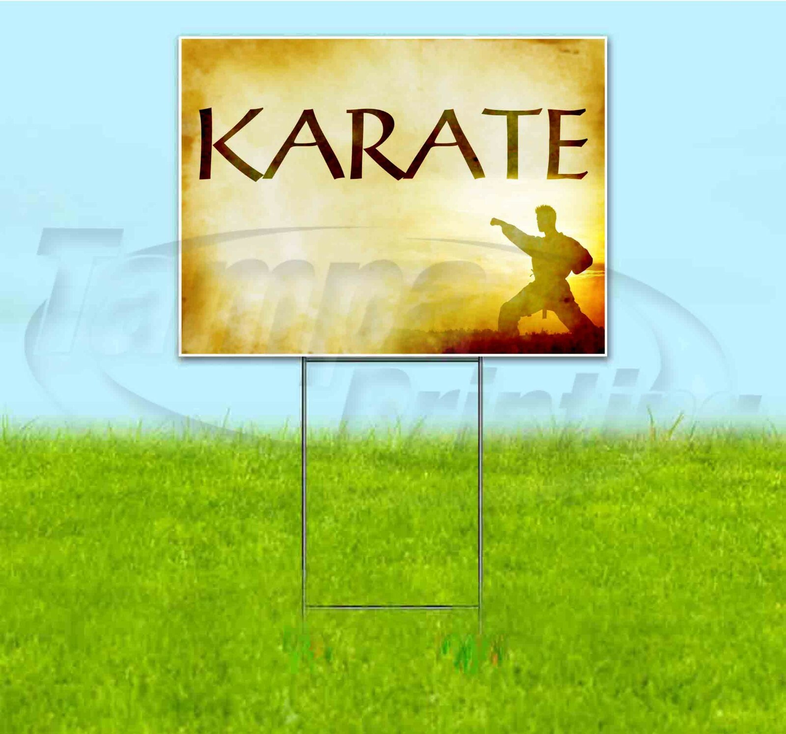 KARATE 18×24 Yard Sign WITH STAKE Corrugated Plastic Bandit Lawn USA