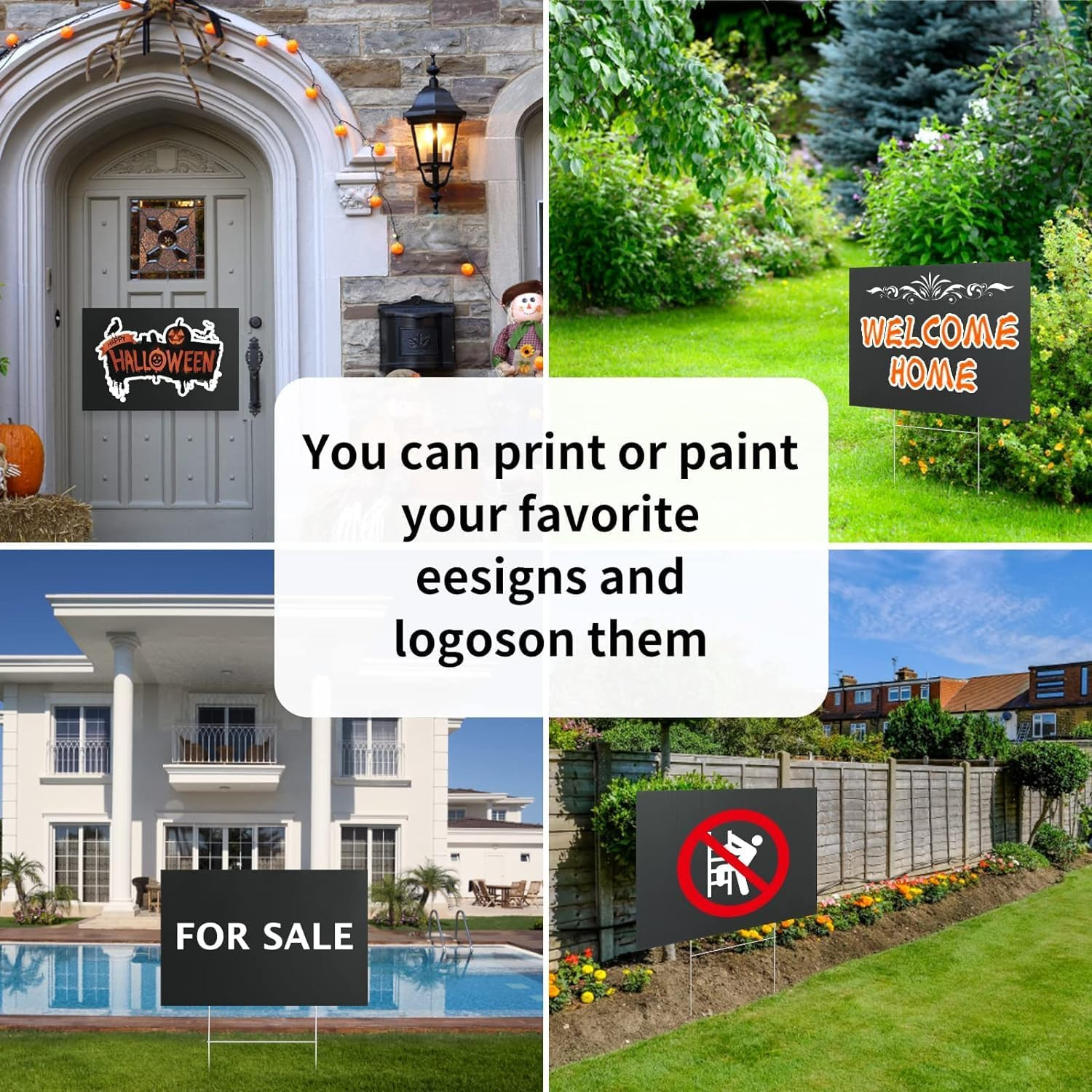10-Pack 18×12 Inch Blank Yard Signs with Stakes – Waterproof Corrugated Plastic