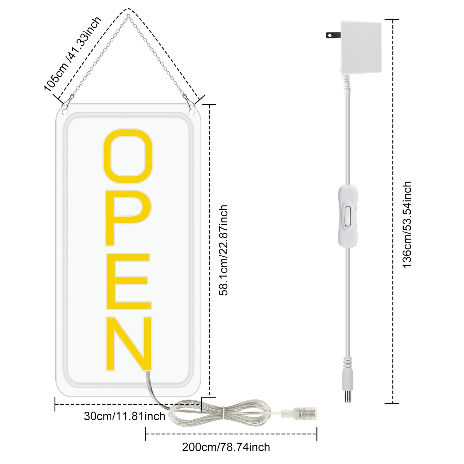 22.8&Prime;x11.8&Prime; Large LED Open Sign for Business Bar Retail Shop Light Ultra Bright