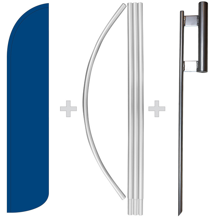 Solid Blue 15&prime; Tall Windless Swooper Feather Banner Flag & Pole Kit